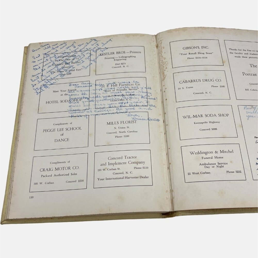 Vintage 1952 The Spider Web Yearbook Concord High School NC w/ 40th Reunion Info - Picture 10 of 10